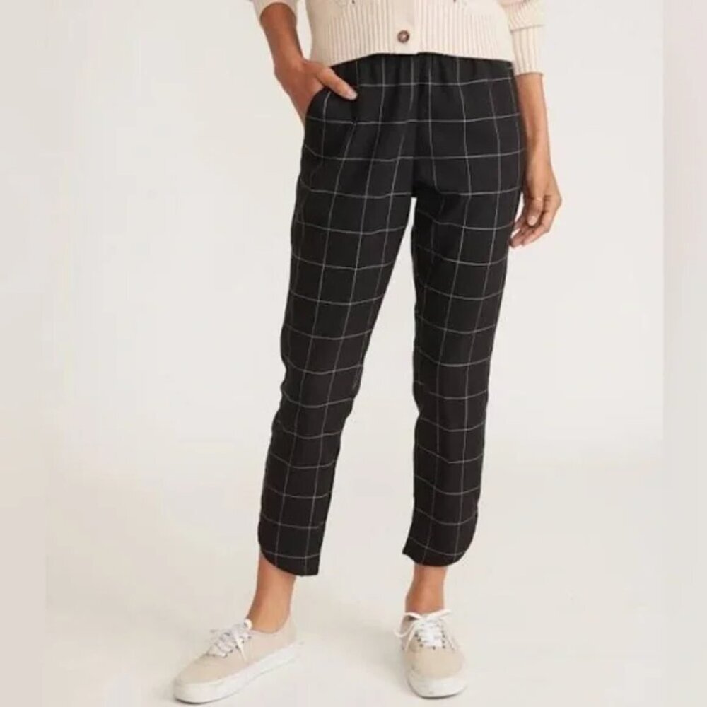 Marine Layer Allison Pants in Black and White Windowpane - Size S